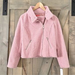 Aqua Girl Faux Shearling Moto Jacket